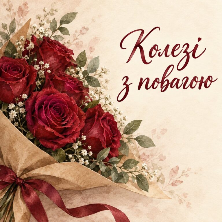 Колезі з повагою - листівка з привітанням з Днем народження колезі