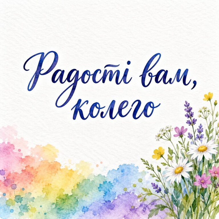 Радості вам, колего - листівка з привітанням з Днем народження колезі
