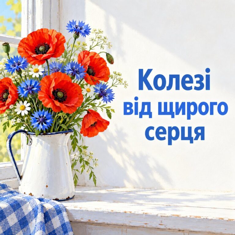 Колезі від щирого серця - листівка з привітанням з Днем народження колезі