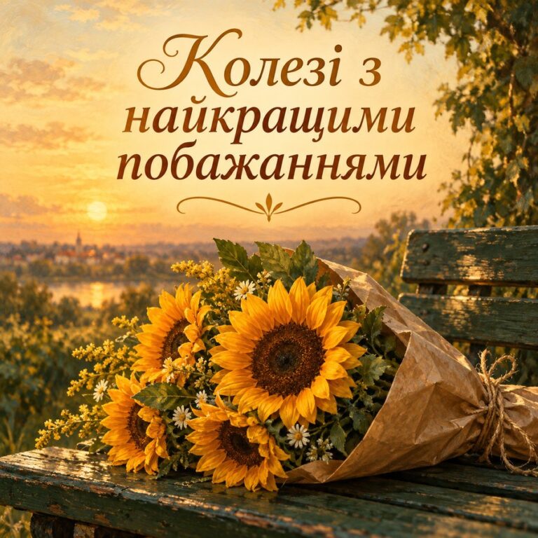 Колезі з найкращими побажаннями - листівка з привітанням з Днем народження колезі