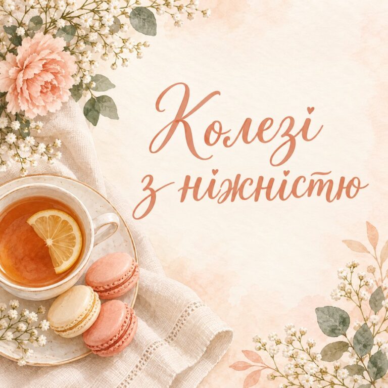 Колезі з ніжністю - листівка з привітанням з Днем народження колезі