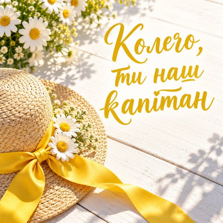 Колего, ти наш капітан - листівка з привітанням з Днем народження колезі