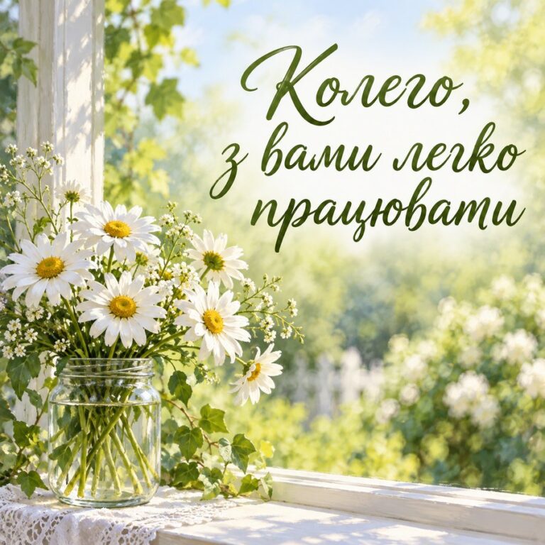 Колего, з вами легко працювати - листівка з привітанням з Днем народження колезі