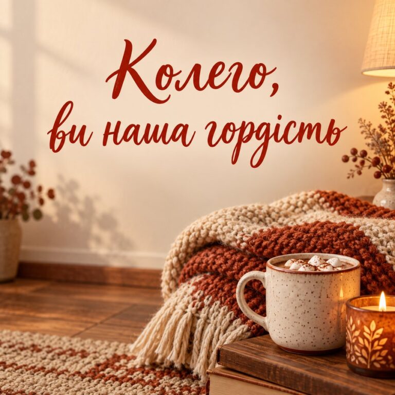 Колего, ви наша гордість - листівка з привітанням з Днем народження колезі