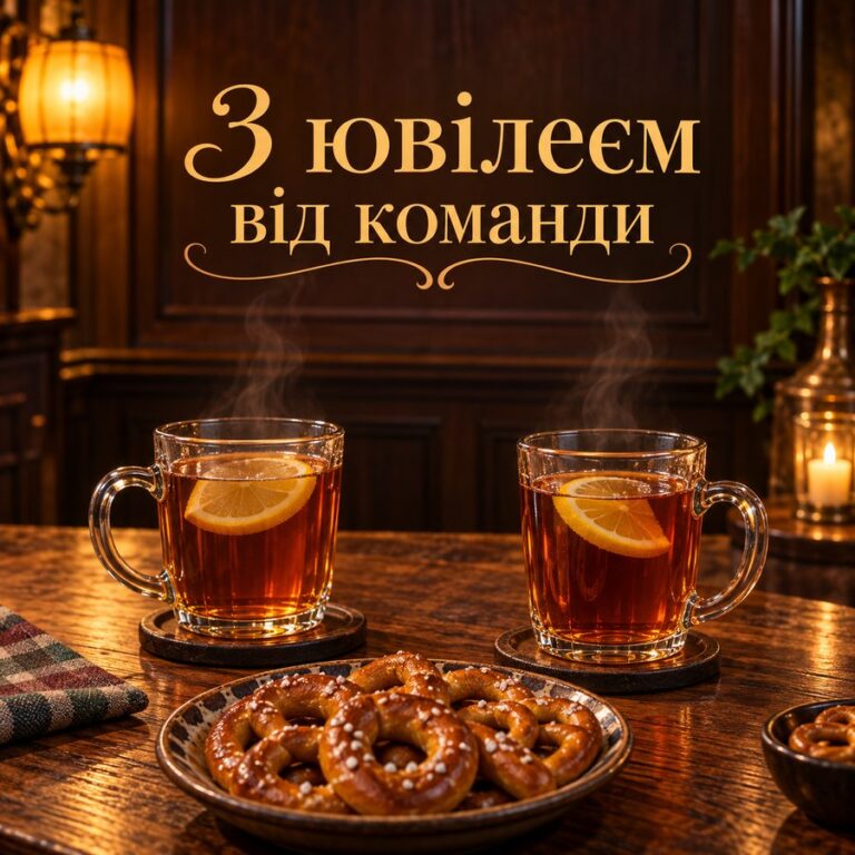З ювілеєм від команди - листівка з привітанням з Днем народження колезі