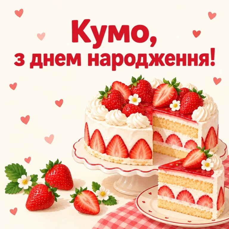 Кумо, з днем народження! - листівка з привітанням з Днем народження кумі