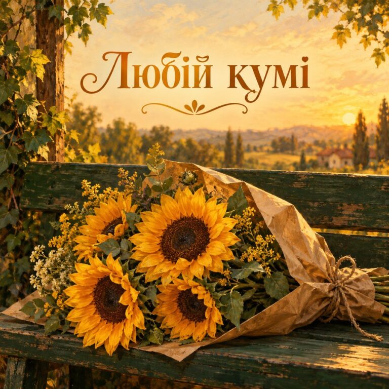 Любій кумі - листівка з привітанням з Днем народження кумі