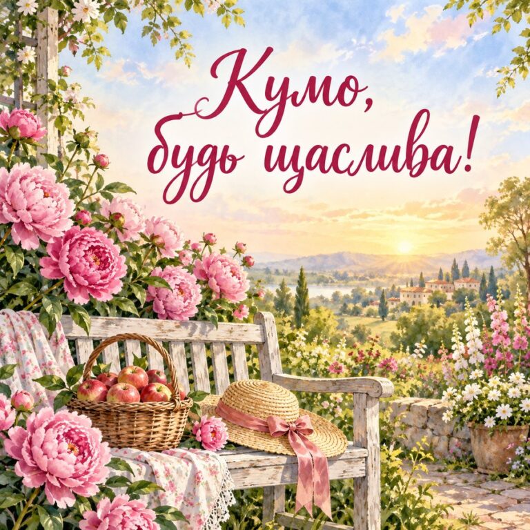 Кумо, будь щаслива! - листівка з привітанням з Днем народження кумі