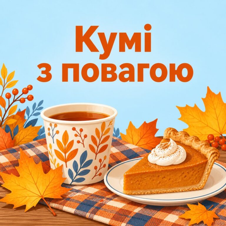 Кумі з повагою - листівка з привітанням з Днем народження кумі