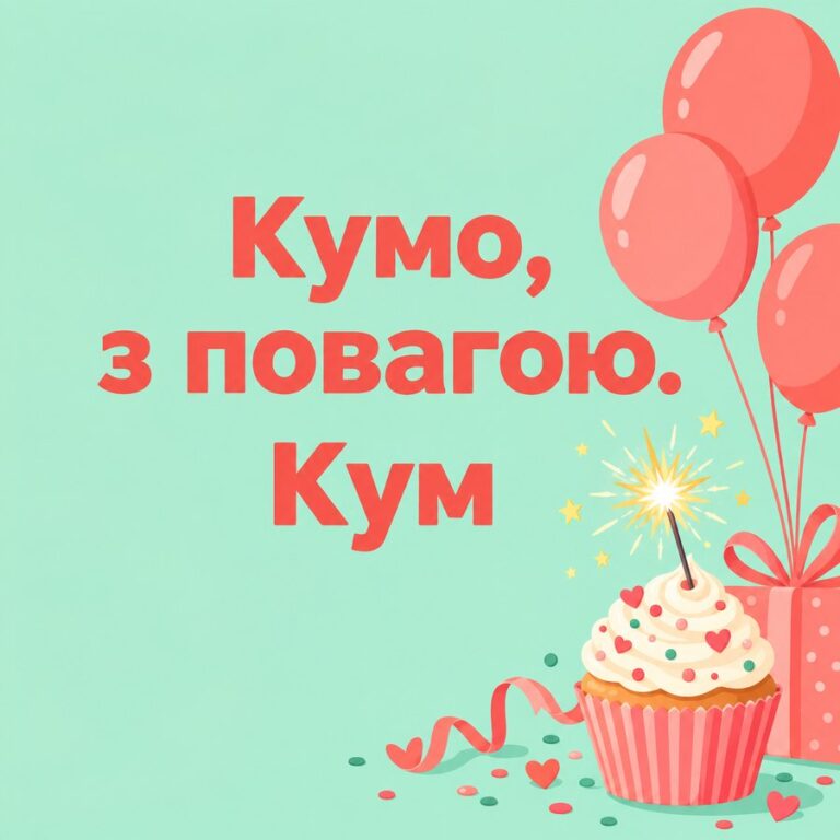 Кумо, з повагою. Кум - листівка з привітанням з Днем народження кумі