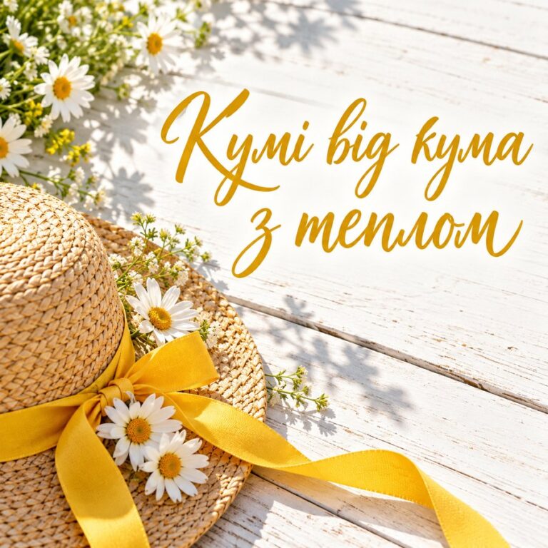 Кумі від кума з теплом - листівка з привітанням з Днем народження кумі
