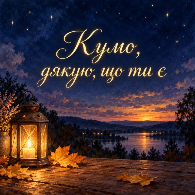 Кумо, дякую, що ти є - листівка з привітанням з Днем народження кумі