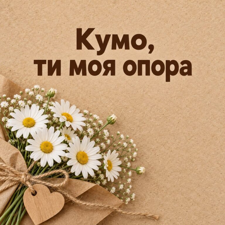 Кумо, ти моя опора - листівка з привітанням з Днем народження кумі
