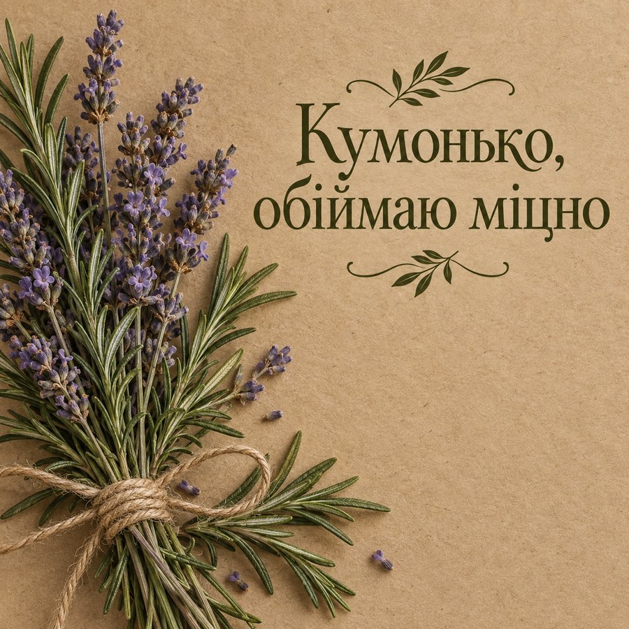 Кумонько, обіймаю міцно - листівка з привітанням з Днем народження кумі