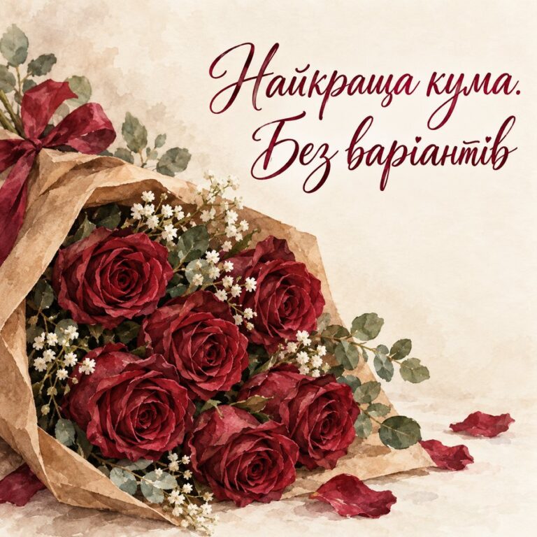 Найкраща кума. Без варіантів - листівка з привітанням з Днем народження кумі