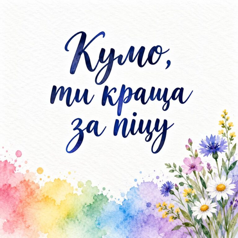 Кумо, ти краща за піцу - листівка з привітанням з Днем народження кумі