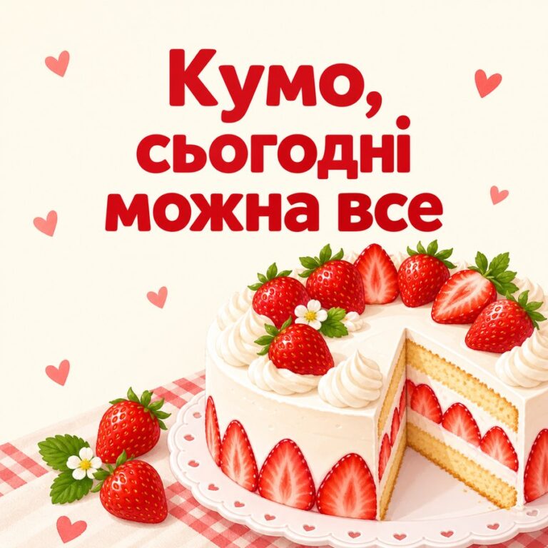 Кумо, сьогодні можна все - листівка з привітанням з Днем народження кумі
