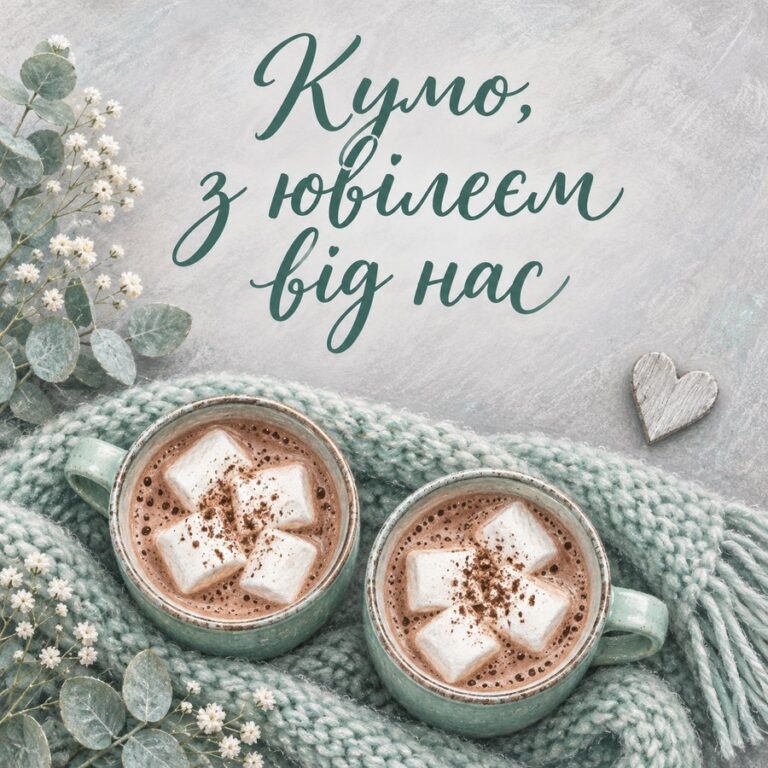 Кумо, з ювілеєм від нас - листівка з привітанням з Днем народження кумі