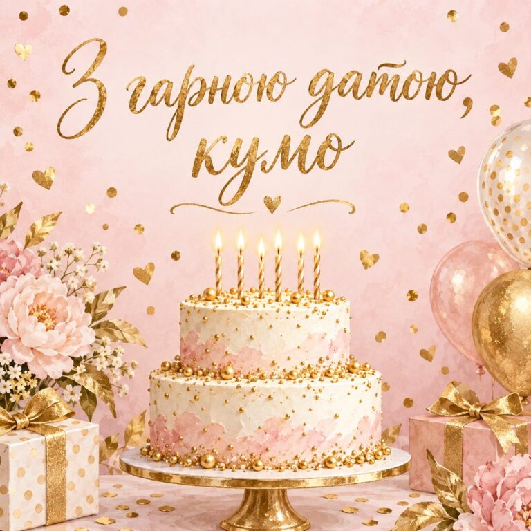 З гарною датою, кумо - листівка з привітанням з Днем народження кумі