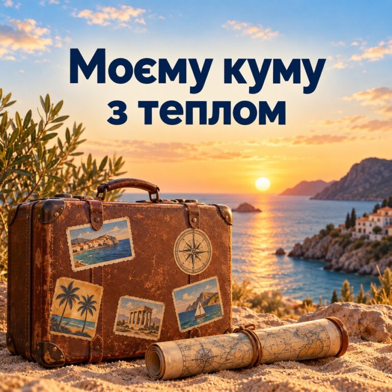 Моєму куму з теплом - листівка з привітанням з Днем народження куму