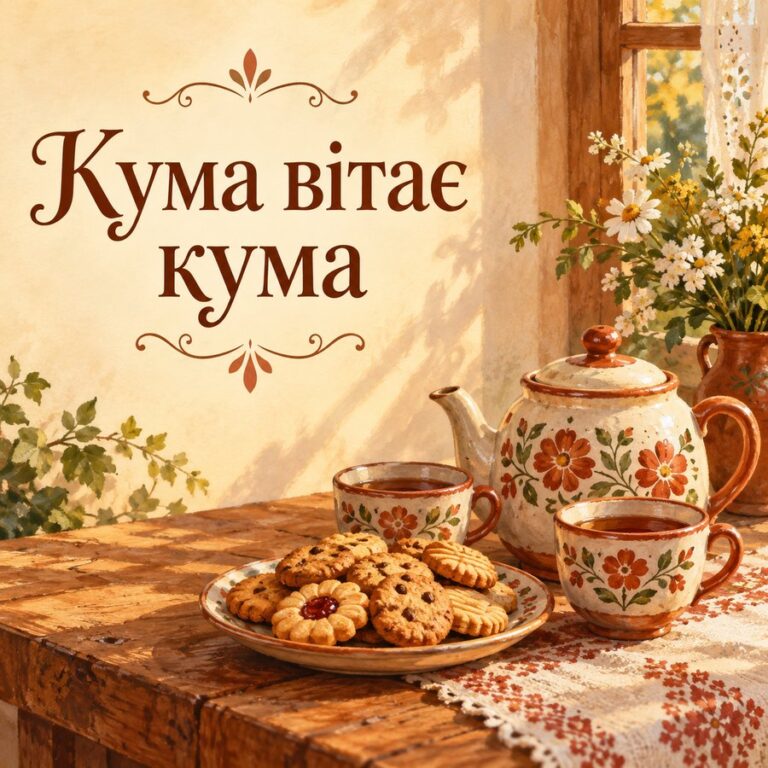 Кума вітає кума - листівка з привітанням з Днем народження куму