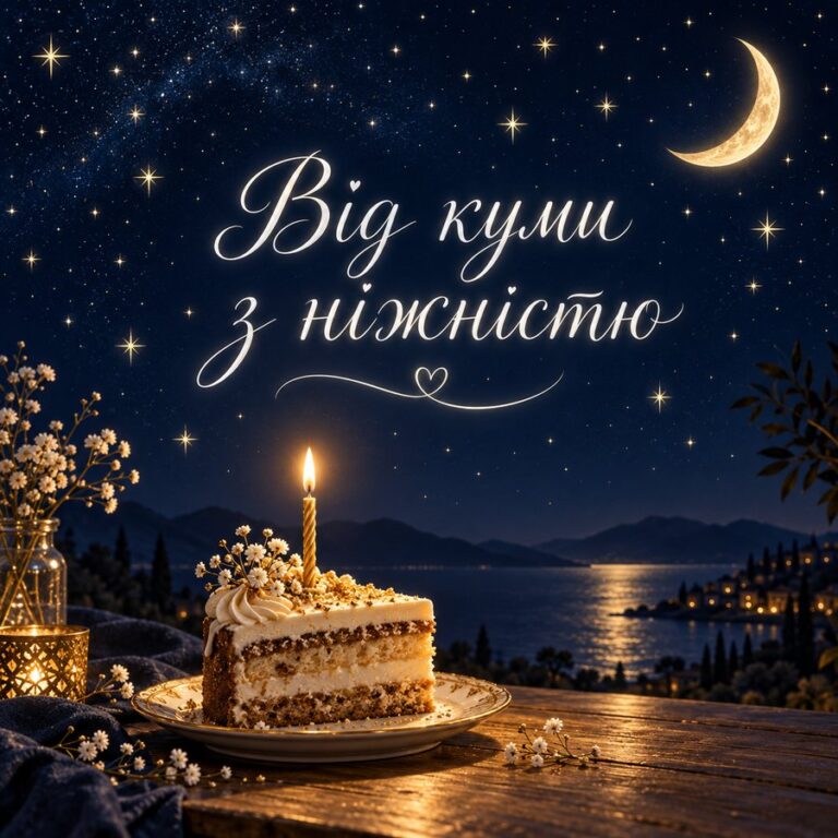 Від куми з ніжністю - листівка з привітанням з Днем народження куму