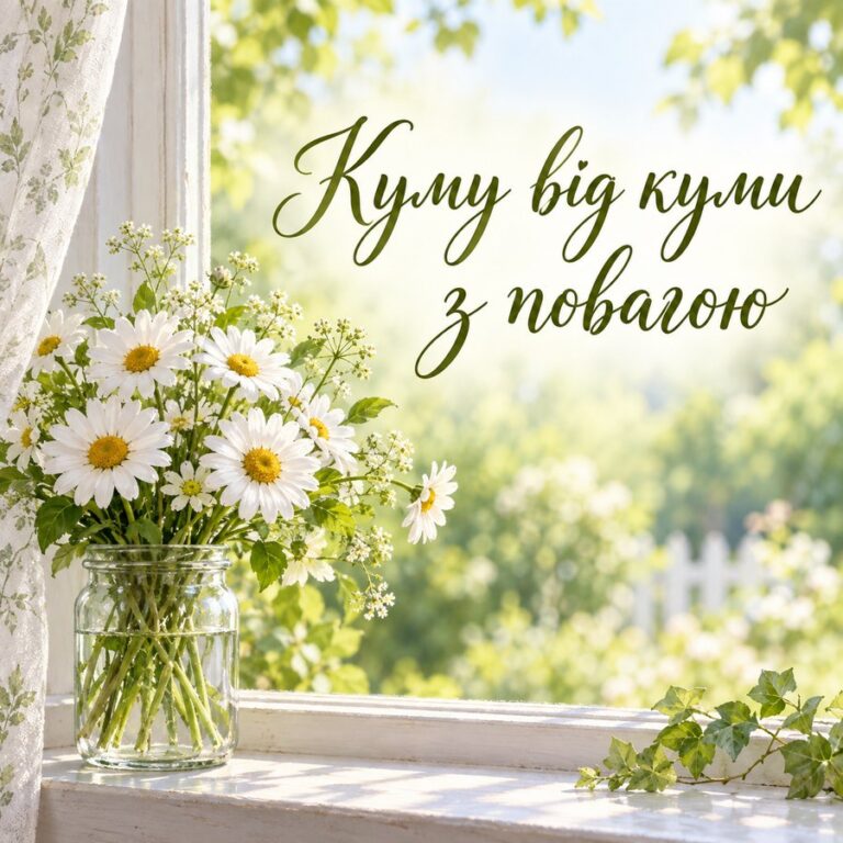 Куму від куми з повагою - листівка з привітанням з Днем народження куму