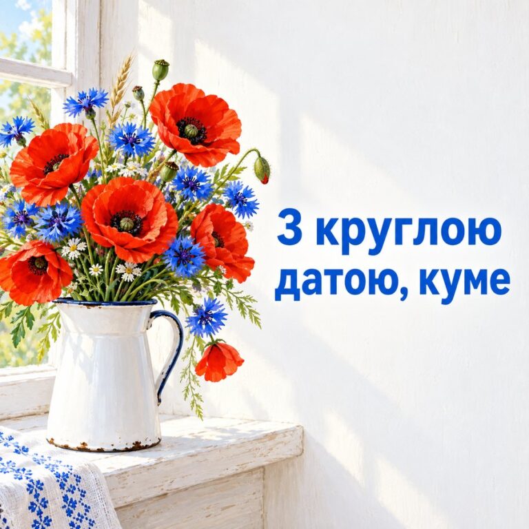 З круглою датою, куме - листівка з привітанням з Днем народження куму