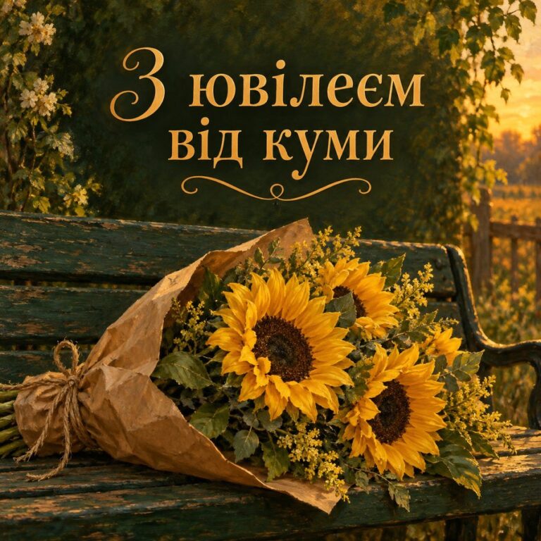 З ювілеєм від куми - листівка з привітанням з Днем народження куму