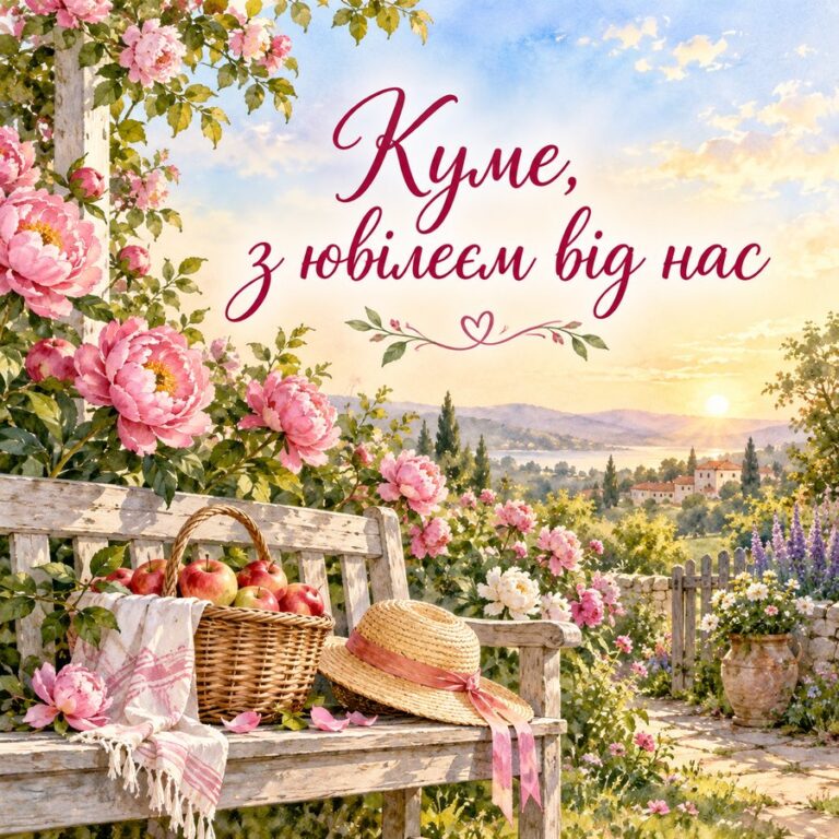 Куме, з ювілеєм від нас - листівка з привітанням з Днем народження куму