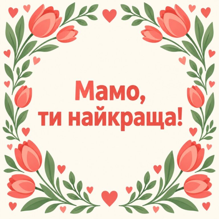 Мамо, ти найкраща! - листівка з привітанням з Днем народження мамі