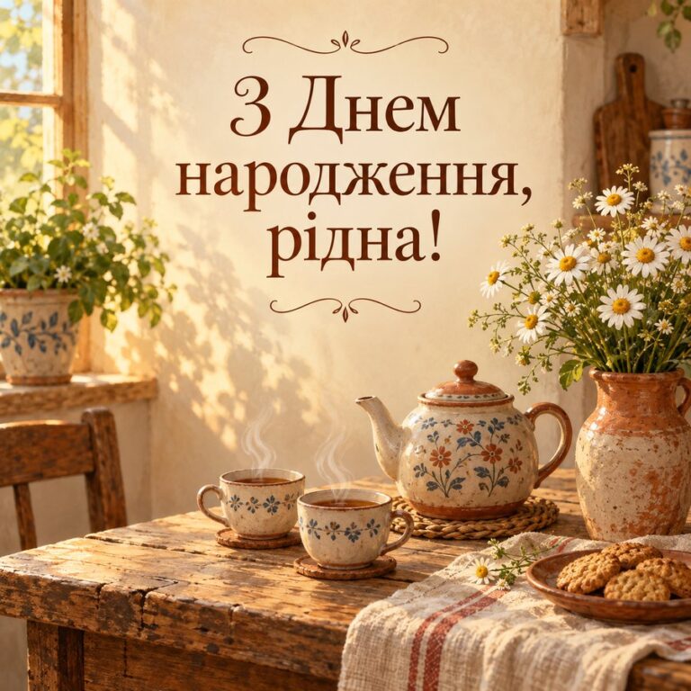 З Днем народження, рідна! - листівка з привітанням з Днем народження мамі