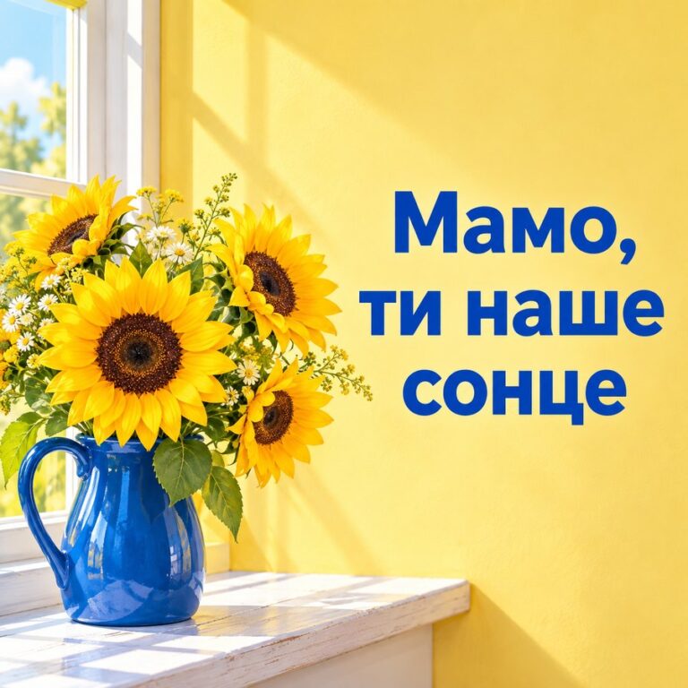 Мамо, ти наше сонце - листівка з привітанням з Днем народження мамі
