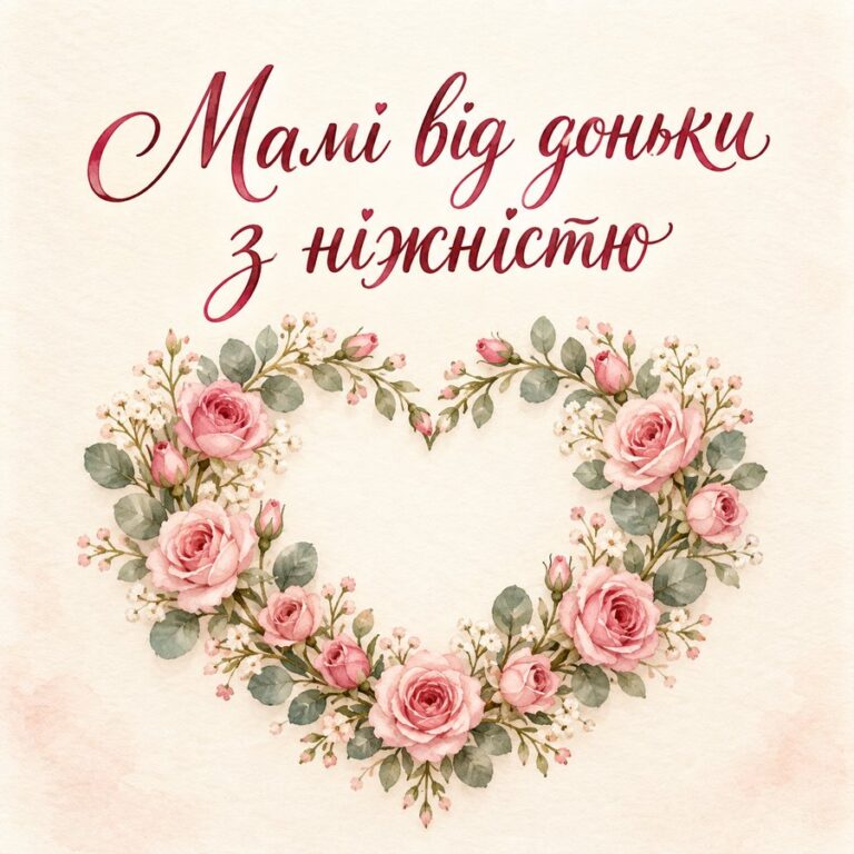 Мамі від доньки з ніжністю - листівка з привітанням з Днем народження мамі