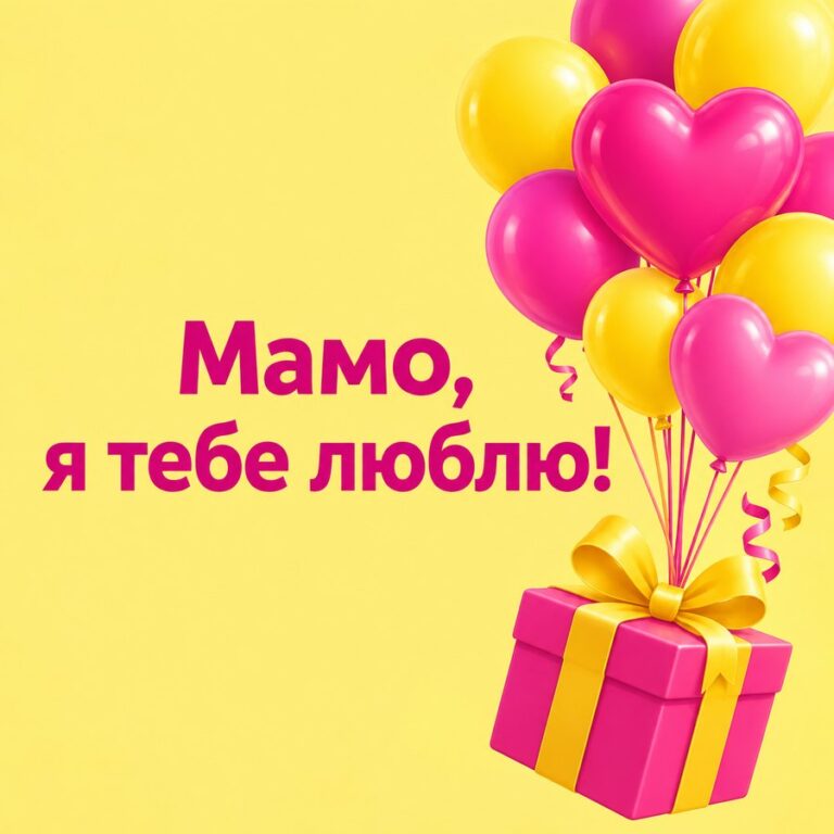 Мамо, я тебе люблю! - листівка з привітанням з Днем народження мамі