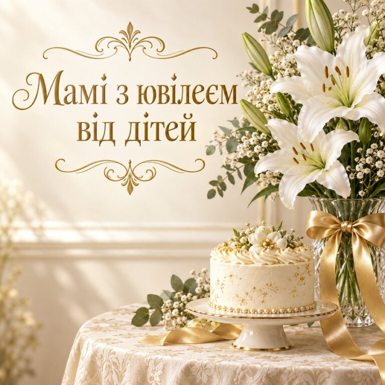 Мамі з ювілеєм від дітей - листівка з привітанням з Днем народження мамі