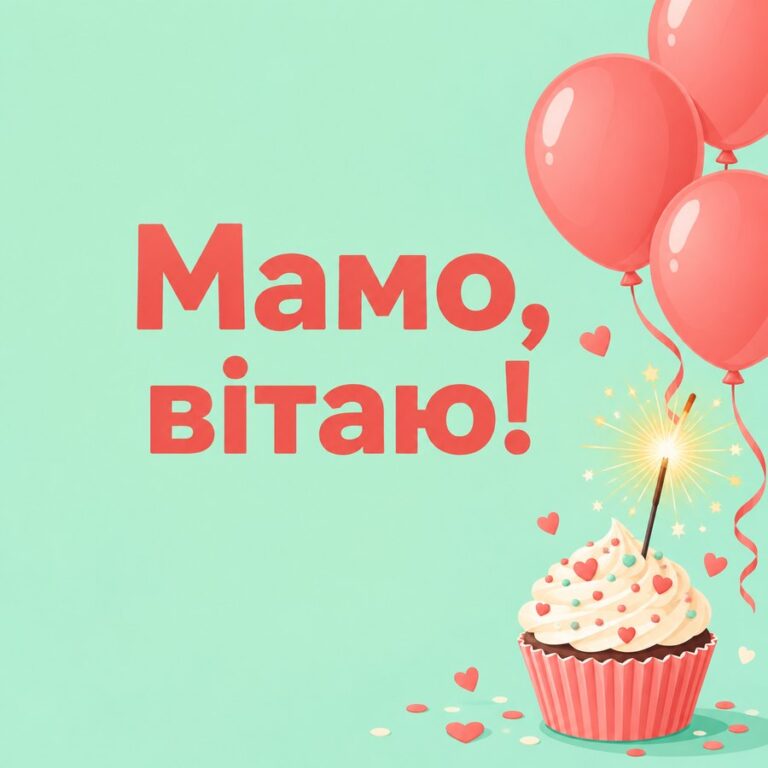 Мамо, вітаю! - листівка з привітанням з Днем народження мамі