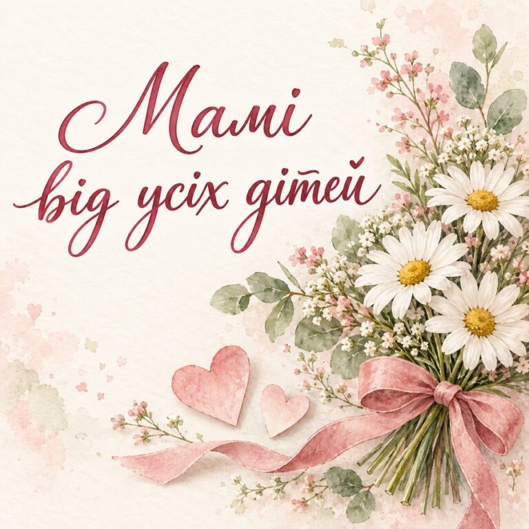 Мамі від усіх дітей - листівка з привітанням з Днем народження мамі