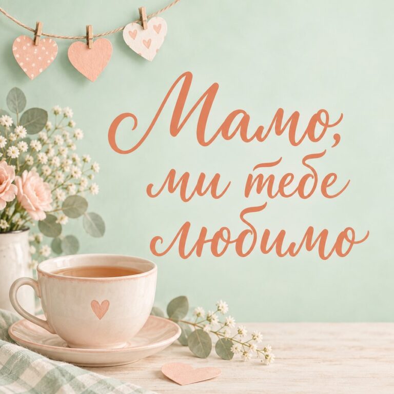 Мамо, ми тебе любимо - листівка з привітанням з Днем народження мамі