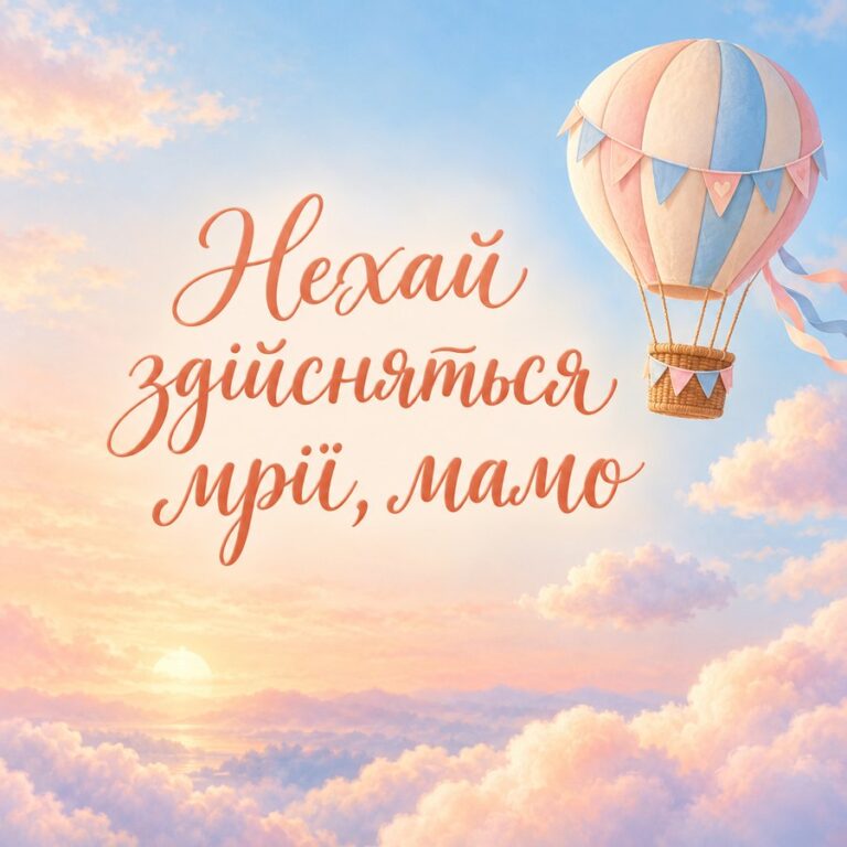 Нехай здійсняться мрії, мамо - листівка з привітанням з Днем народження мамі
