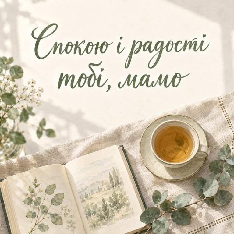 Спокою і радості тобі, мамо - листівка з привітанням з Днем народження мамі