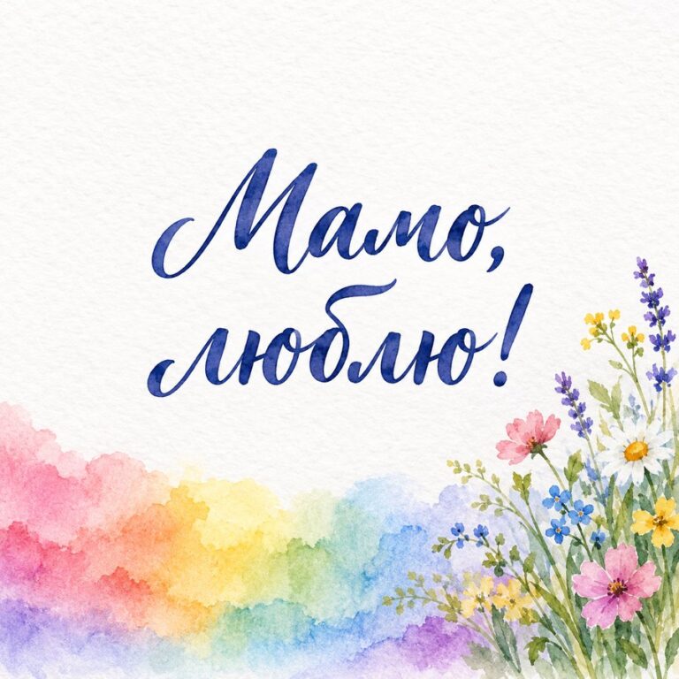 Мамо, люблю! - листівка з привітанням з Днем народження мамі