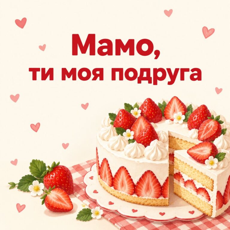 Мамо, ти моя подруга - листівка з привітанням з Днем народження мамі