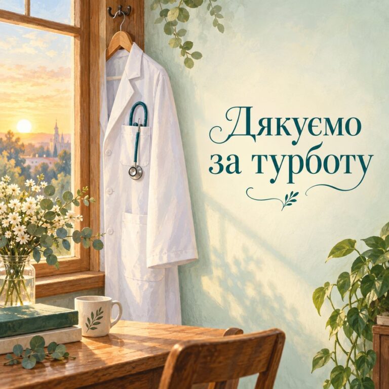 Дякуємо за турботу - листівка з привітанням з Днем медика