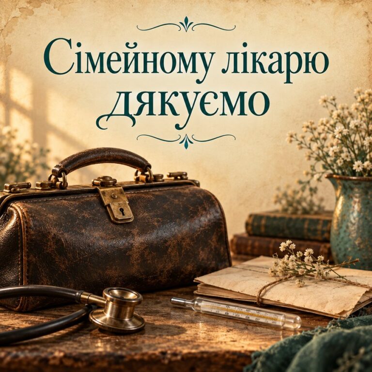 Сімейному лікарю дякуємо - листівка з привітанням з Днем медика