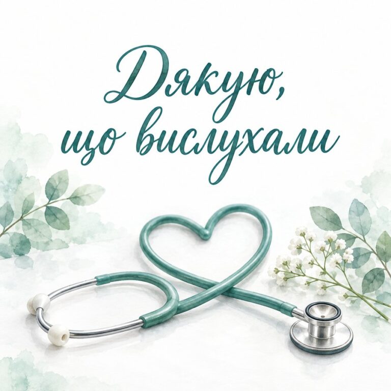 Дякую, що вислухали - листівка з привітанням з Днем медика
