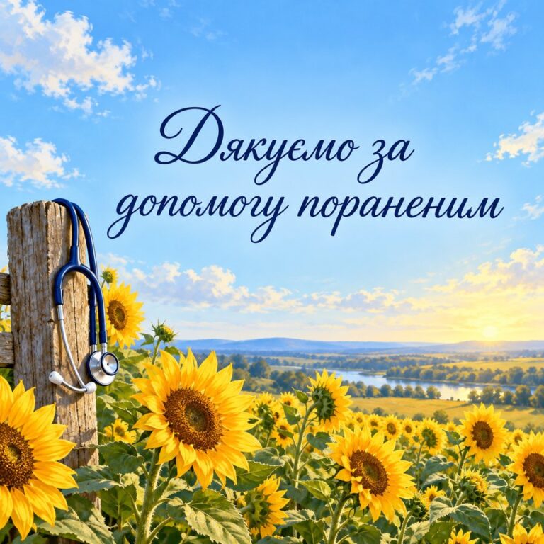 Дякуємо за допомогу пораненим - листівка з привітанням з Днем медика