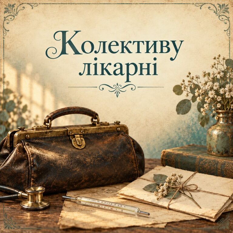 Колективу лікарні - листівка з привітанням з Днем медика
