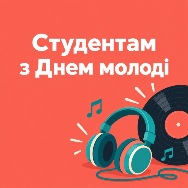 Студентам з Днем молоді - листівка з привітанням з Днем молоді