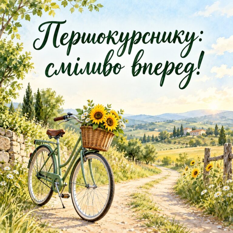 Першокурснику: сміливо вперед! - листівка з привітанням з Днем молоді
